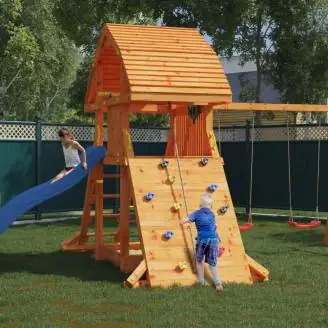 Jeu en bois Fungoo GIANT MOVE RED avec toboggan, balançoire et escalade