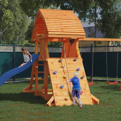 Jeu en bois Fungoo GIANT MOVE RED avec toboggan, balançoire et escalade