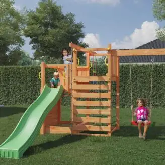 Maison de jardin pour enfants avec toboggan Fungoo Climbing Star3 jeu de jardin en bois