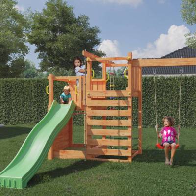 Maison de jardin pour enfants avec toboggan Fungoo Climbing Star3 jeu de jardin en bois