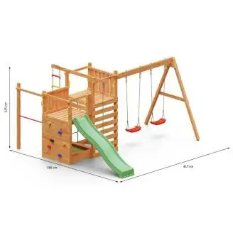 Maison de jardin pour enfants avec toboggan Fungoo Climbing Star3 jeu de jardin en bois