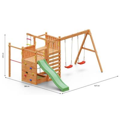 Maison de jardin pour enfants avec toboggan Fungoo Climbing Star3 jeu de jardin en bois
