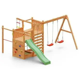 Maison de jardin pour enfants avec toboggan Fungoo Climbing Star3 jeu de jardin en bois