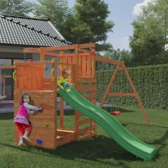 Maison de jardin pour enfants avec toboggan Fungoo Climbing Star3 jeu de jardin en bois
