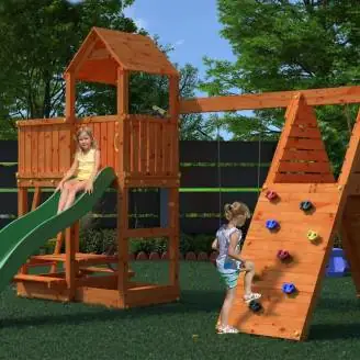 Aire de jeux Fungoo FLUPPI avec bac à sable, structure d'escalade, table de pique-nique, balançoire et toboggan