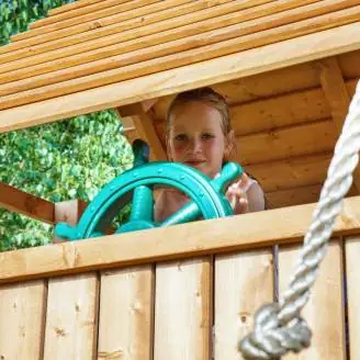 Aire de jeux en bois Fungoo FORTRESS avec toboggan, structure d'escalade et bac à sable