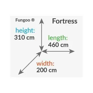 Aire de jeux en bois Fungoo FORTRESS avec toboggan, structure d'escalade et bac à sable