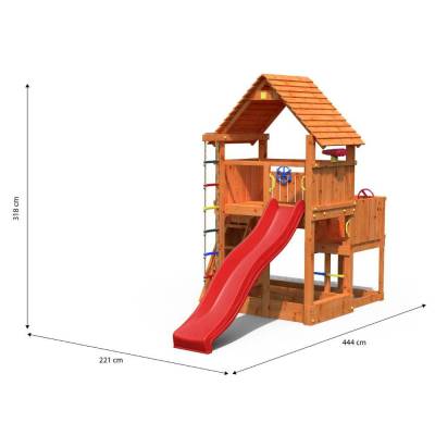 Aire de jeux en bois Fungoo BIG LEADER Maison, Toboggan, Escalade, Bac à sable