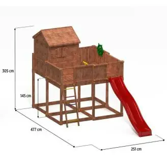 Maison de jardin pour enfants Fungoo MY SPACE XL avec toboggan
