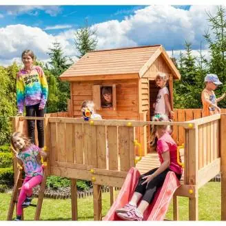 Maison de jardin pour enfants Fungoo MY SPACE XL avec toboggan