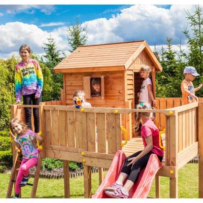 Maison de jardin pour enfants Fungoo MY SPACE XL avec toboggan