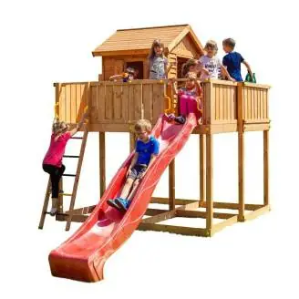 Maison de jardin pour enfants Fungoo MY SPACE XL avec toboggan