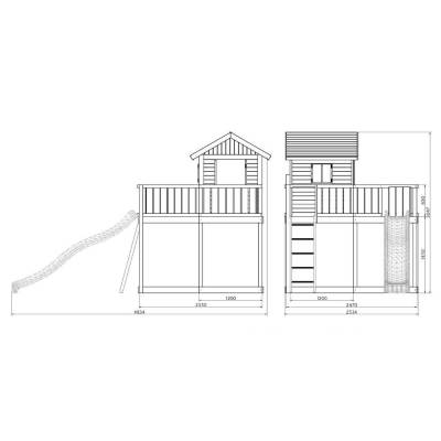 Maison de jardin pour enfants Fungoo MY SPACE XL avec toboggan