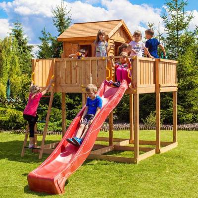Maison de jardin pour enfants Fungoo MY SPACE XL avec toboggan