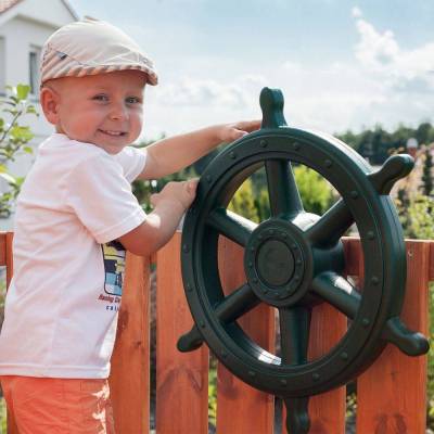 Maisonnette géante en teck Fungoo avec toboggan, structure d'escalade et bac à sable