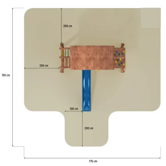 Maisonnette géante en teck Fungoo avec toboggan, structure d'escalade et bac à sable