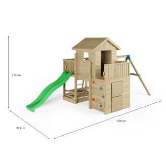 Maisonnette de jeu en bois Fungoo Multifort avec toboggan