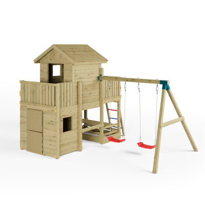 Maisonnette de jeu en bois Fungoo Multifort avec toboggan