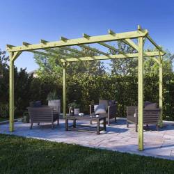 Pergola en bois 3x4 pour extérieur et jardin en bois de conifère imprégné en autoclave