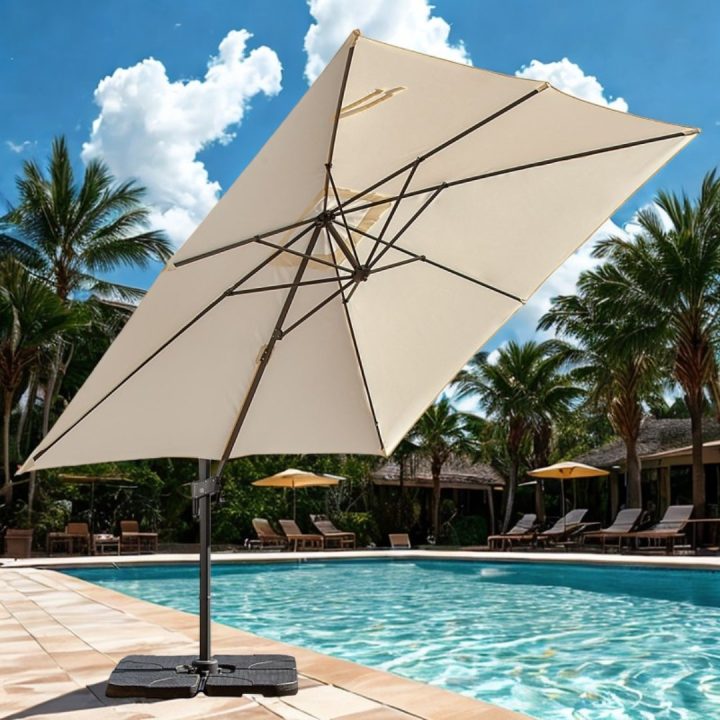 Parasol inclinable carré en aluminium RAVELLO 3x3