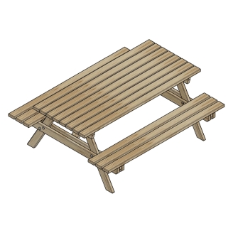 Happytime 35mm Banc en bois Table de pique-nique Ensemble de jardin à bière pour jardin et terrasse 180 x 150 x 70 cm