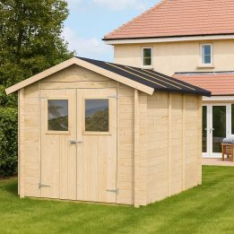 Abri de jardin en bois Jack 2 x 2,5 m pour outils, porte double vitrée, 198 x 248 cm