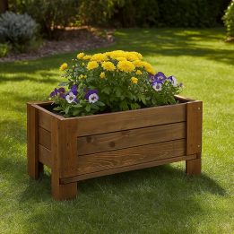 Jardinière d'extérieur en bois GardenBox au sol petite taille coloris marron 81 x 44 x 40 cm