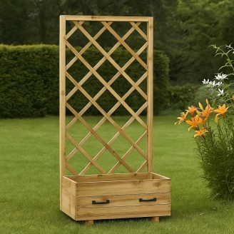 Jardinières en Bois - Jardinière Susy avec Grille 70X35X H140 Cm