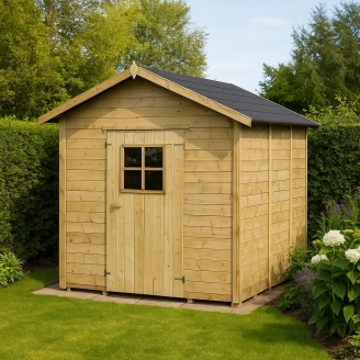 Abri de jardin en bois Gabby avec porte à fenêtre simple 178x218 cm