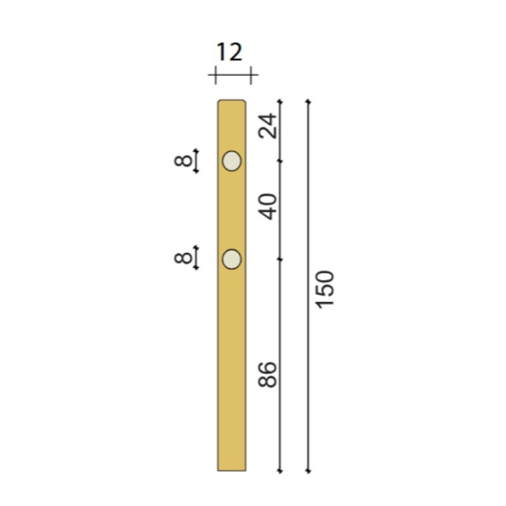 Poteau rond 12x150 cm avec 2 trous en bois imprégné en autoclave
