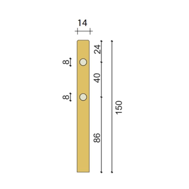 Poteau rond 14x150 cm avec 2 trous en bois imprégné en autoclave