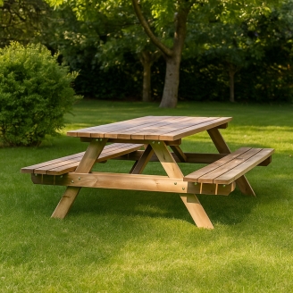Mobilier d'extérieur - Ensemble de table de pique-nique Beer Garden avec banc en L...