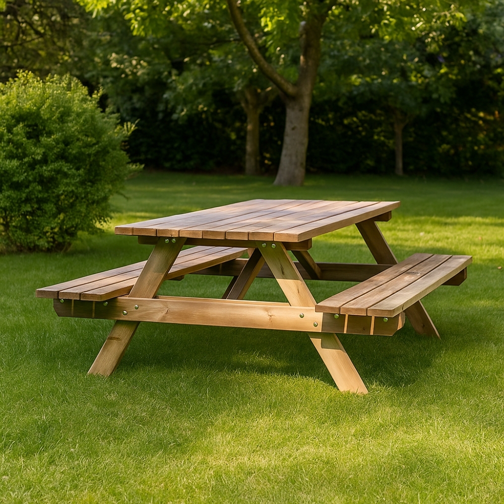 Mobilier d'extérieur - Ensemble de table de pique-nique Beer Garden avec banc en L...