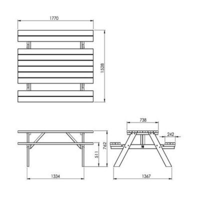 Belvedere Ensemble brasserie | Table de pique-nique avec bancs pliables