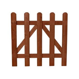 Portillon en bois Orion droit 100x90 cm en pin imprégné couleur noyer