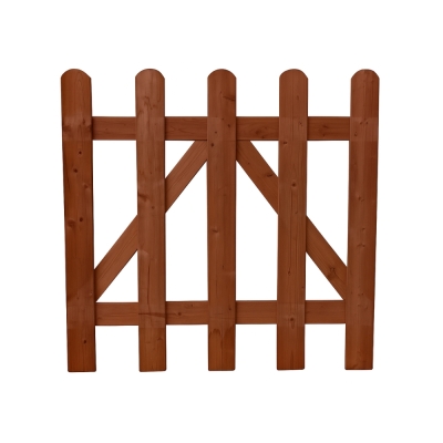 Portillon en bois Orion droit 100x90 cm en pin imprégné couleur noyer