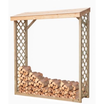 Hangar à bois avec treillis Jessy 162x60x205 cm en bois de conifère imprégné en autoclave