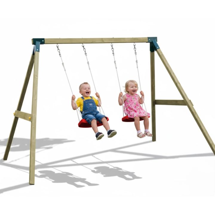 Balançoire en bois imprégné Fly Light – Balançoire double pour enfants, jeu d'extérieur