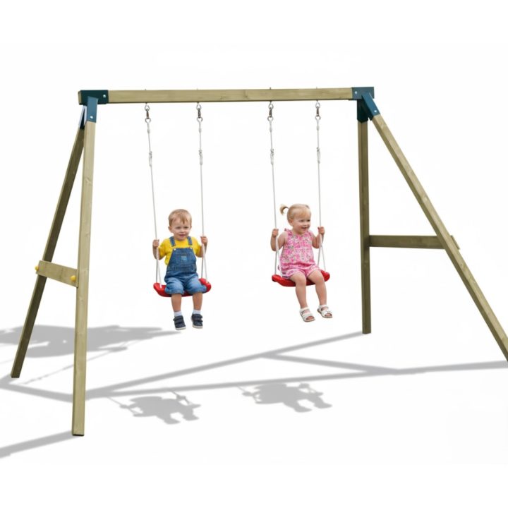 Balançoire en bois imprégné Fly Light – Balançoire double pour enfants, jeu d'extérieur
