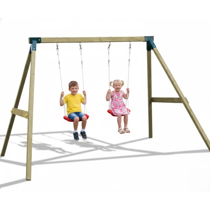 Balançoire en bois imprégné Fly Light – Balançoire double pour enfants, jeu d'extérieur