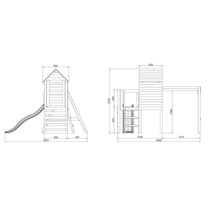 Aire de jeux en bois Fungoo Luomi – Maisonnette, toboggan, balançoire et escalade pour enfants
