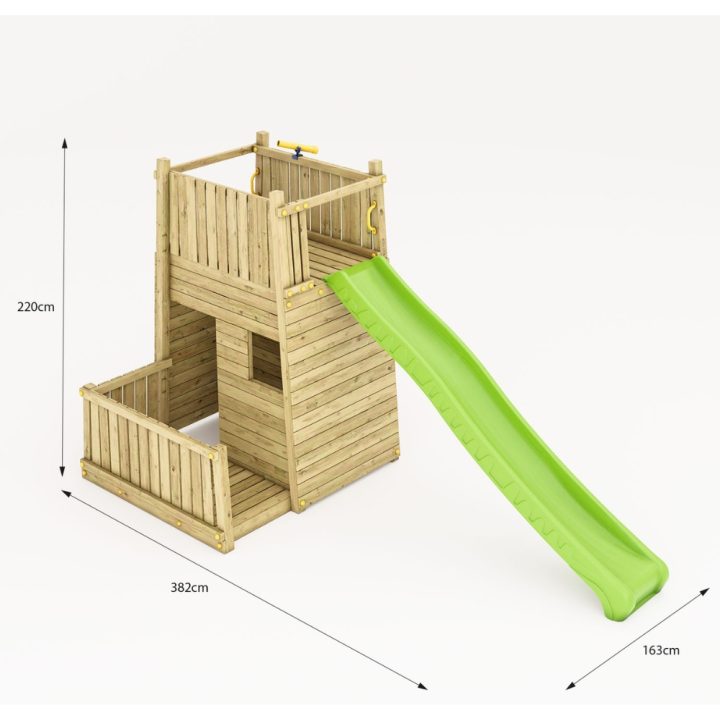 Aire de jeux en bois Fungoo Resort – Forteresse avec toboggan et escalade