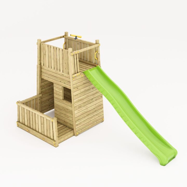 Aire de jeux en bois Fungoo Resort – Forteresse avec toboggan et escalade
