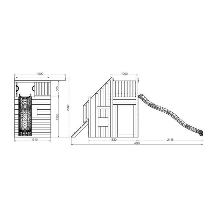Aire de jeux en bois Fungoo Ramphouse – Tour avec rampe d'escalade, toboggan et espace refuge