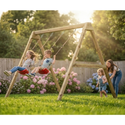 Balançoire en bois Maxplay Swing – Double siège pour jardin