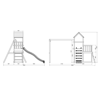 Aire de jeux en bois Maxplay 3.2 – Toboggan Vert, Tour, Escalade et Double Balançoire