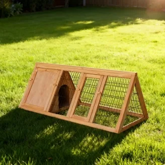 Clapier en bois de jardin avec abri et enclos pour lapins et cochons d’Inde 118 x 50 x 45 cm – Farm 4