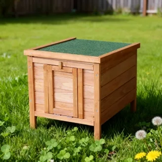 Clapier en bois surélevé pour extérieur pour lapins et cochons d’Inde 42 x 51 x 43 cm – Farm 5