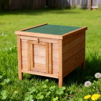 Clapier en bois surélevé pour extérieur pour lapins et cochons d’Inde 42 x 51 x 43 cm – Farm 5