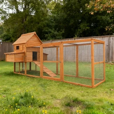 Grand poulailler en bois pour extérieur avec grand enclos 310 x 150 x 150 cm – Farm 6